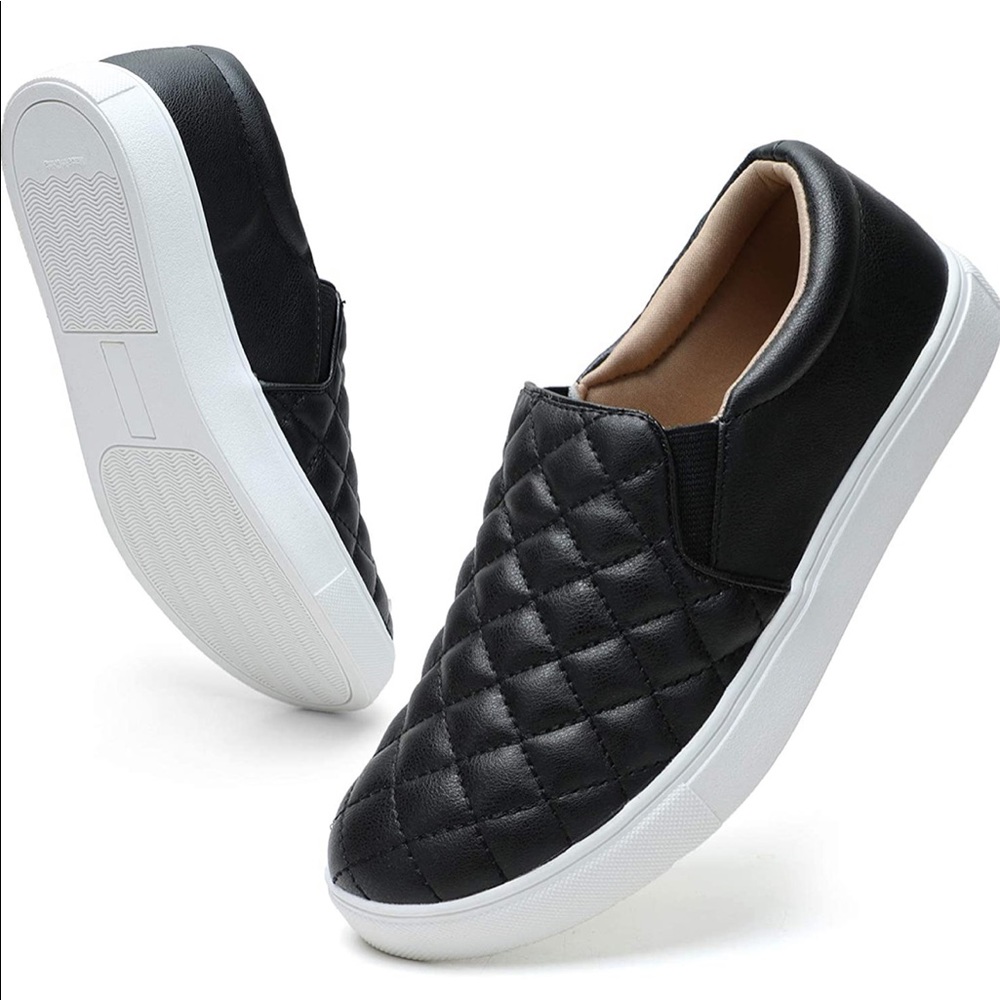 SOLD- (Brand New) Black leather Memory Foam Slip On shoe